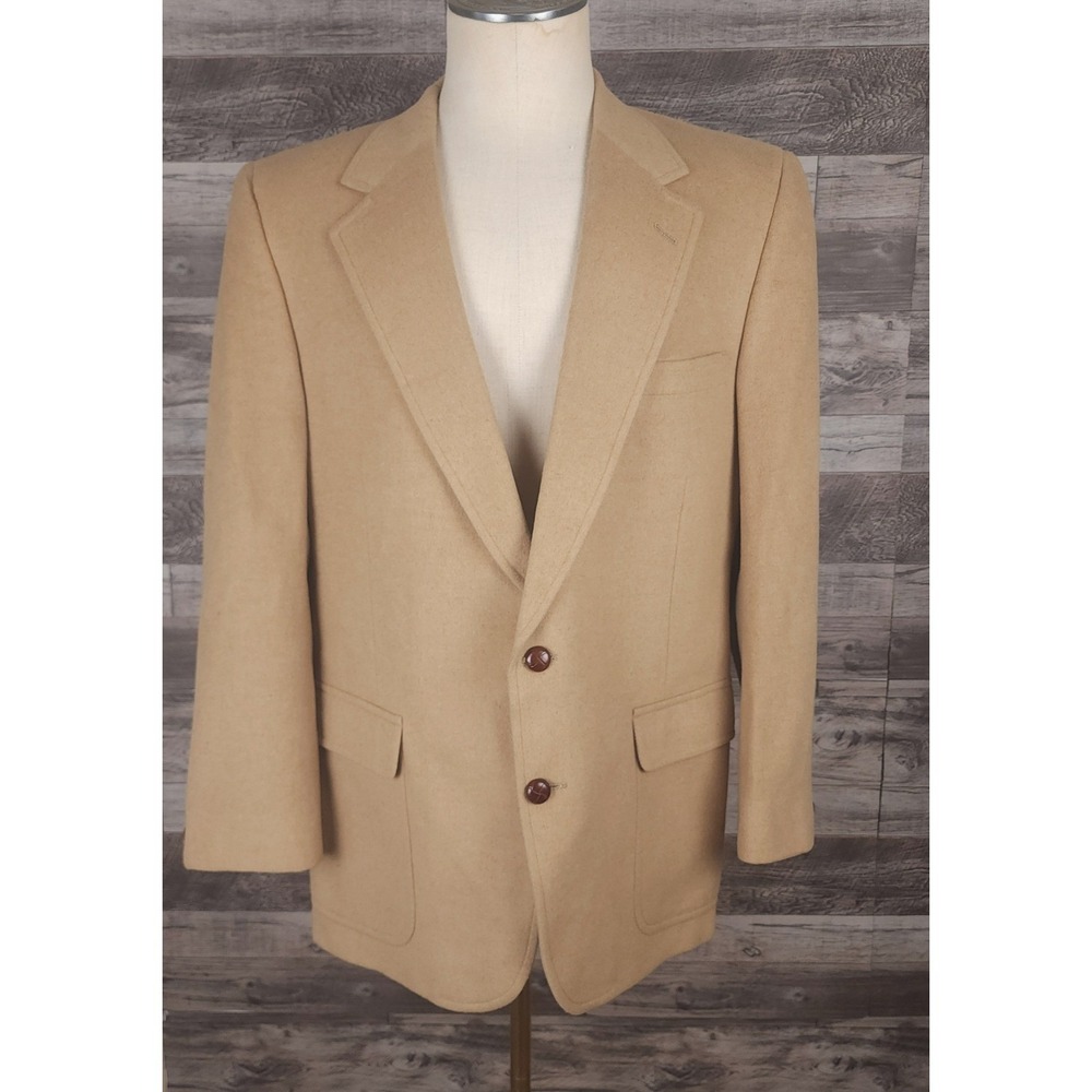 Barrister Klopfensteins Mens 100% Camel Hair Blazer Sport Coat Tan 2 Button 48R